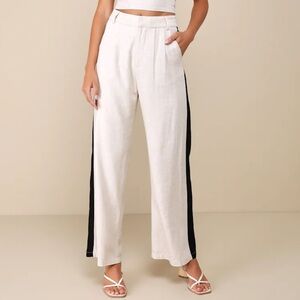 Lulus Elegant Cream Wide-Leg Pants